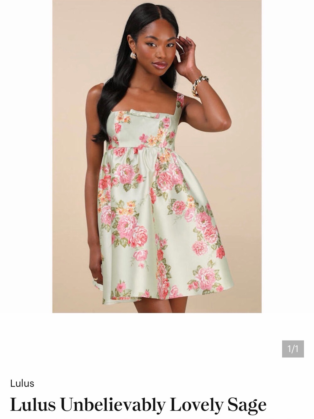 Lulu's Mint-Sage Pink Floral Square-Neck Mini Dress